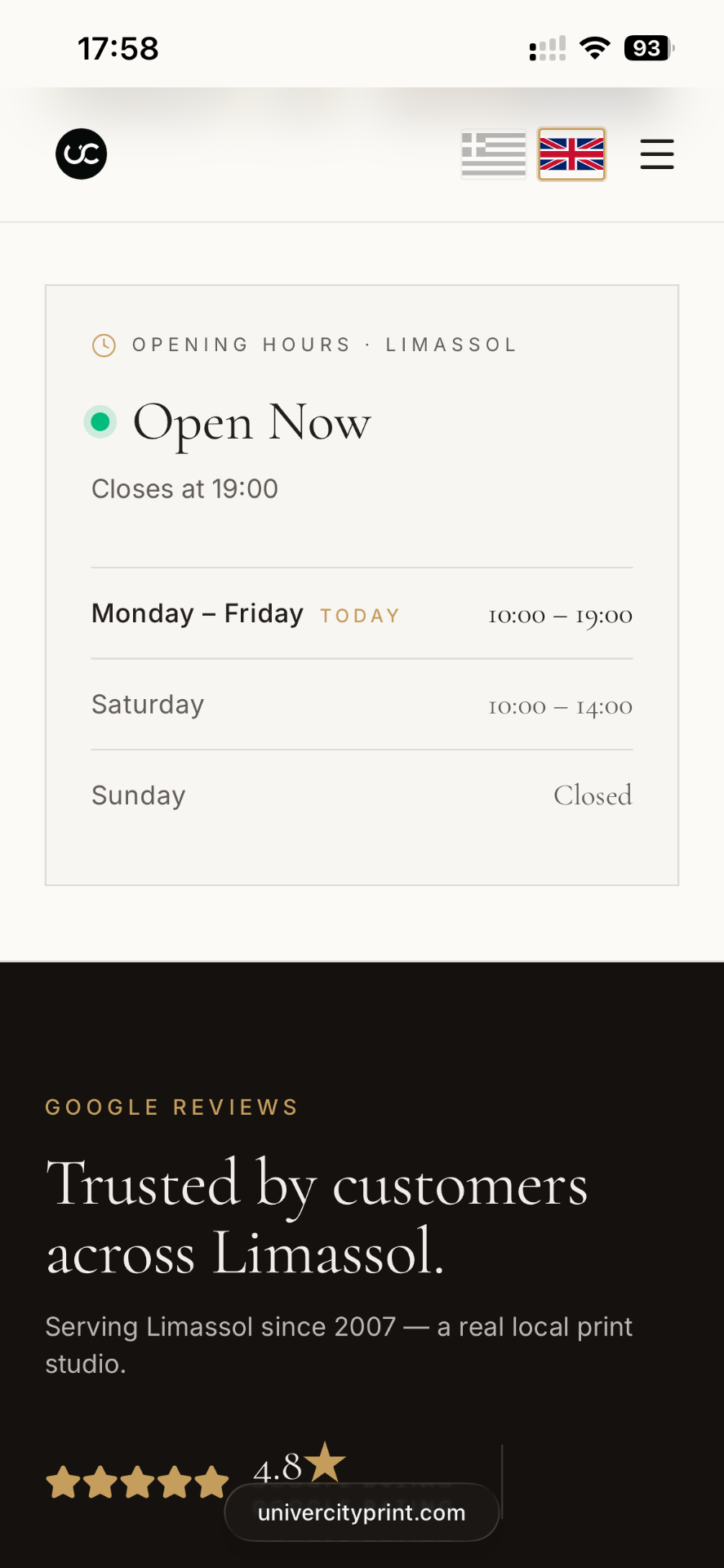 Univercity Print mobile opening hours